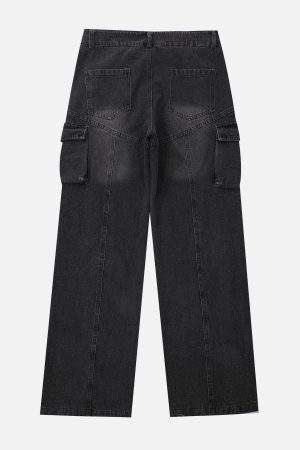 Concert Outfit Water-Washed Splicing Jeans