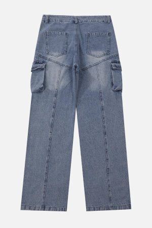 Concert Outfit Water-Washed Splicing Jeans