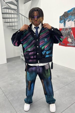 Concert Outfit Watercolor Print Jeans