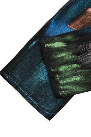 Concert Outfit Watercolor Print Jeans