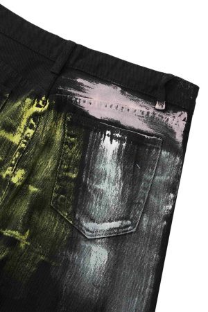 Concert Outfit Watercolor Print Jeans