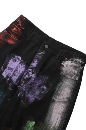 Concert Outfit Watercolor Print Jeans