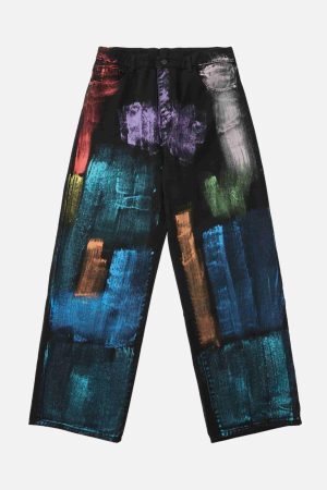 Concert Outfit Watercolor Print Jeans
