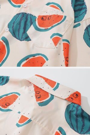 Concert Outfit Watermelon Print Long-Sleeved Shirt