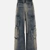 Concert Outfit Wide Leg Multi-Pocket Straight Leg Loose Jeans