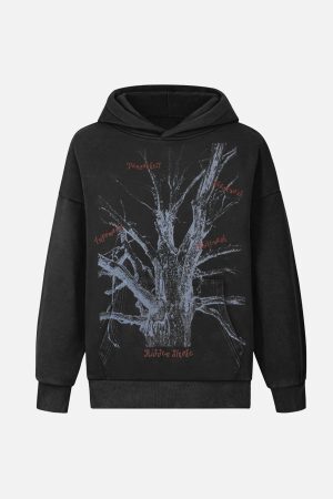 Concert Outfit Withered Branch Print Hoodie