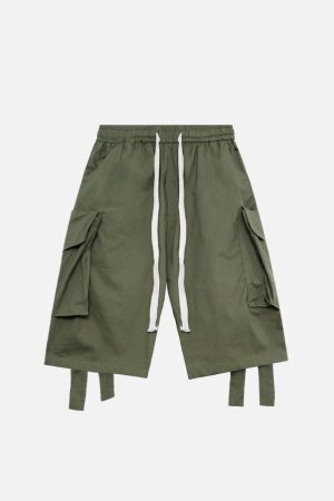 Concert Outfit Woven Ribbon Big Pocket Short