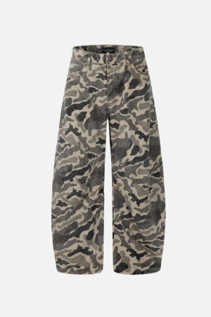 Concert Outfit Wrinkle Camouflage Loose Jeans