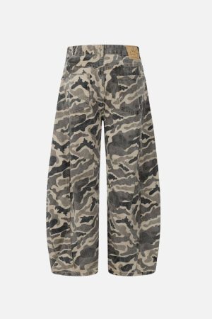 Concert Outfit Wrinkle Camouflage Loose Jeans