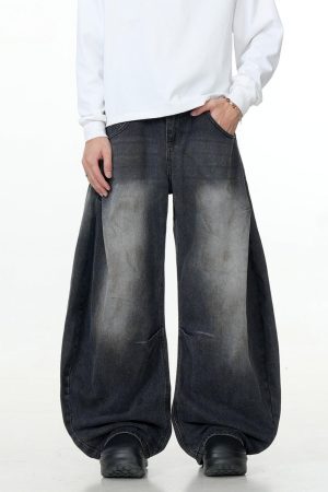 Concert Outfit Wrinkle Loose Barrel Jeans