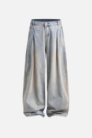 Concert Outfit Wrinkle Washed Loose Jeans