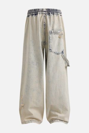 Concert Outfit Yellow Mud Washed Loose Jeans