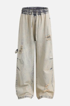 Concert Outfit Yellow Mud Washed Loose Jeans