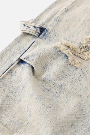 Concert Outfit Yellow Mud Washed Loose Jeans