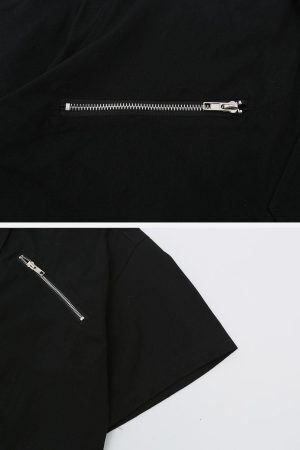 Concert Outfit Zip Patchwork Tee