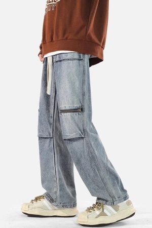 Concert Outfit Zip Pocket Drawstring Jeans