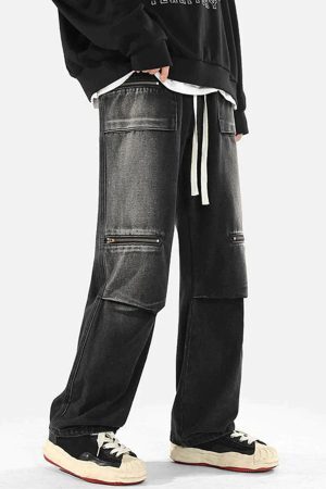 Concert Outfit Zip Pocket Drawstring Jeans