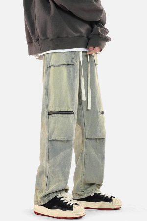 Concert Outfit Zip Pocket Drawstring Jeans
