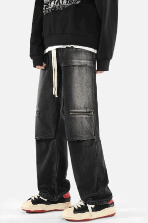 Concert Outfit Zip Pocket Drawstring Jeans