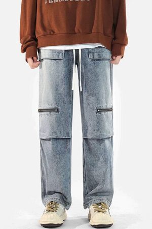 Concert Outfit Zip Pocket Drawstring Jeans