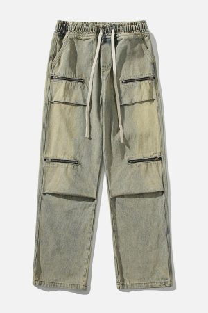 Concert Outfit Zip Pocket Drawstring Jeans