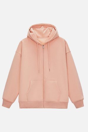 Concert Outfit ZIP UP Solid Color Hoodie