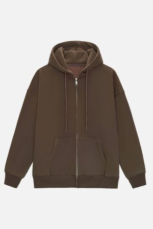 Concert Outfit ZIP UP Solid Color Hoodie
