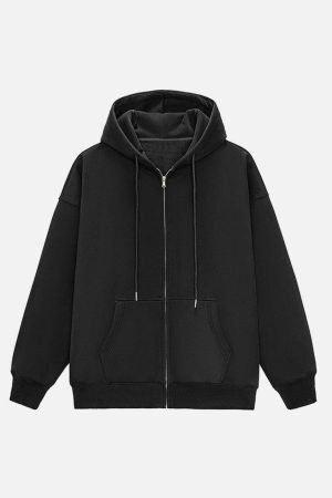 Concert Outfit ZIP UP Solid Color Hoodie