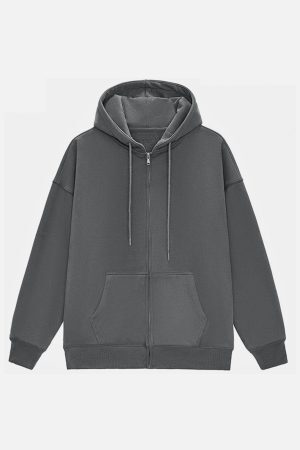 Concert Outfit ZIP UP Solid Color Hoodie
