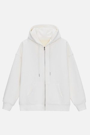 Concert Outfit ZIP UP Solid Color Hoodie