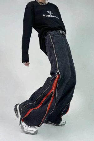 Concert Outfit Zip Up Stripe Jeans