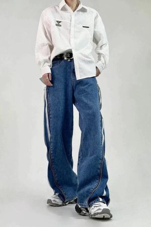 Concert Outfit Zip Up Stripe Jeans