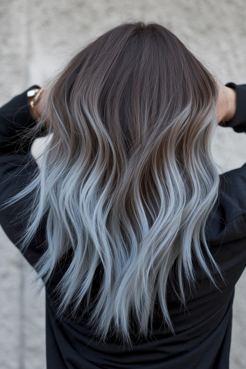 Cool Ash Blonde Balayage on Dark Hair Looks outfit idea