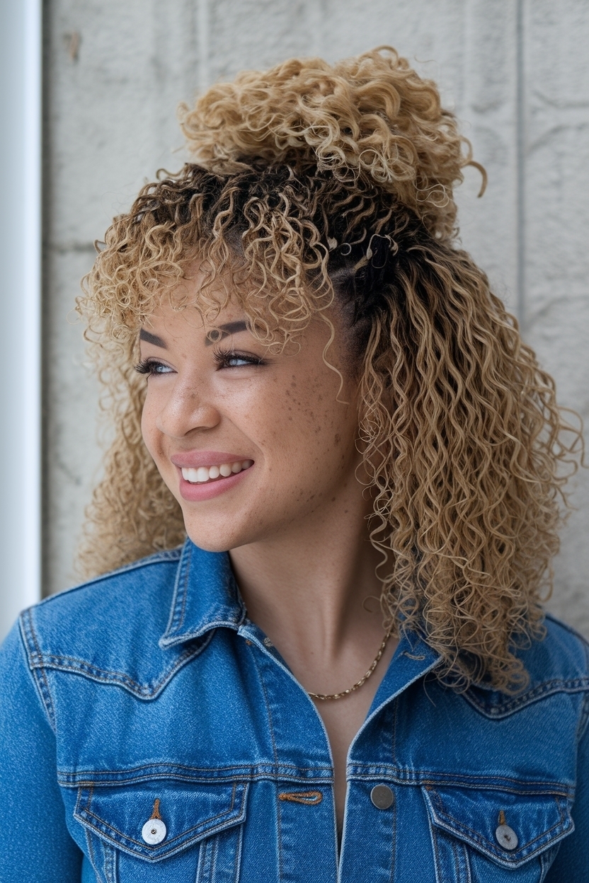 Curly Half Up Half Down Natural Hair Styles to Try outfit idea