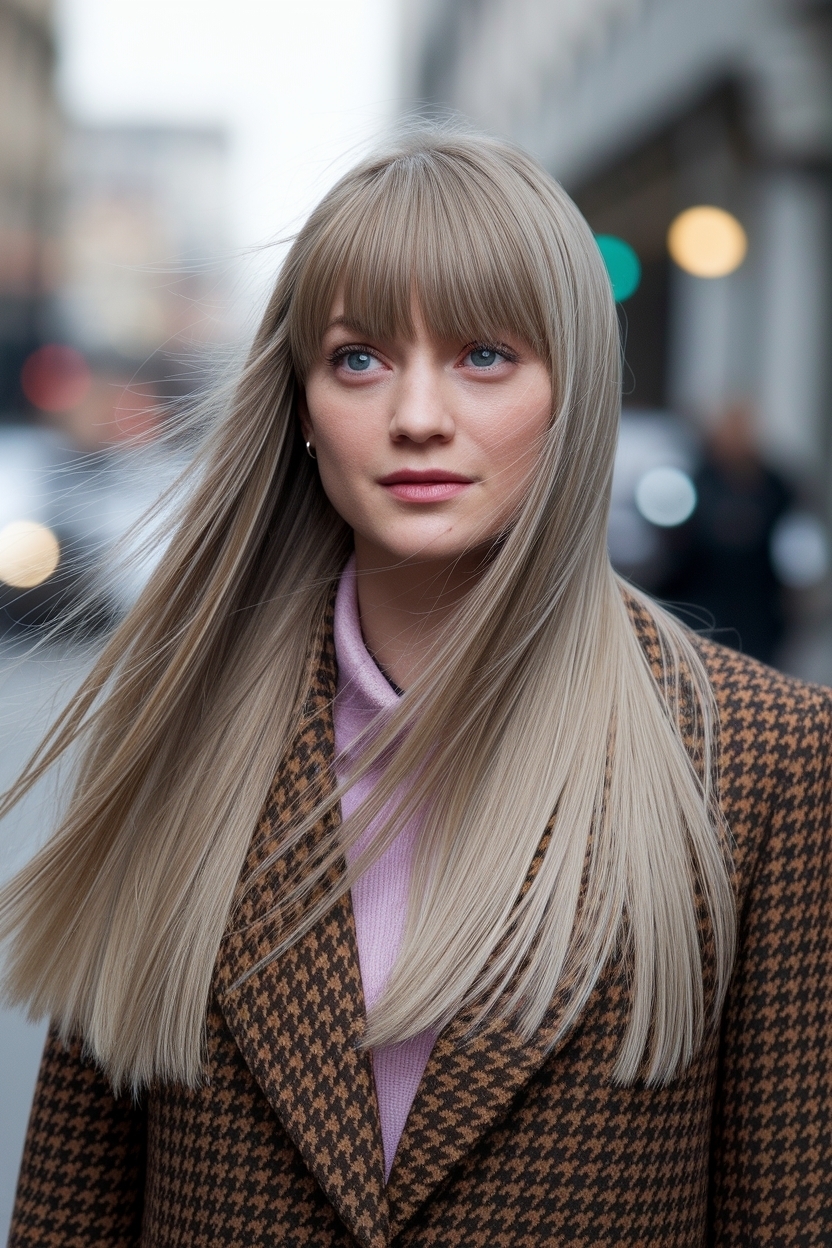 Adorable Cute Hairstyles for Long Hair with Bangs outfit idea