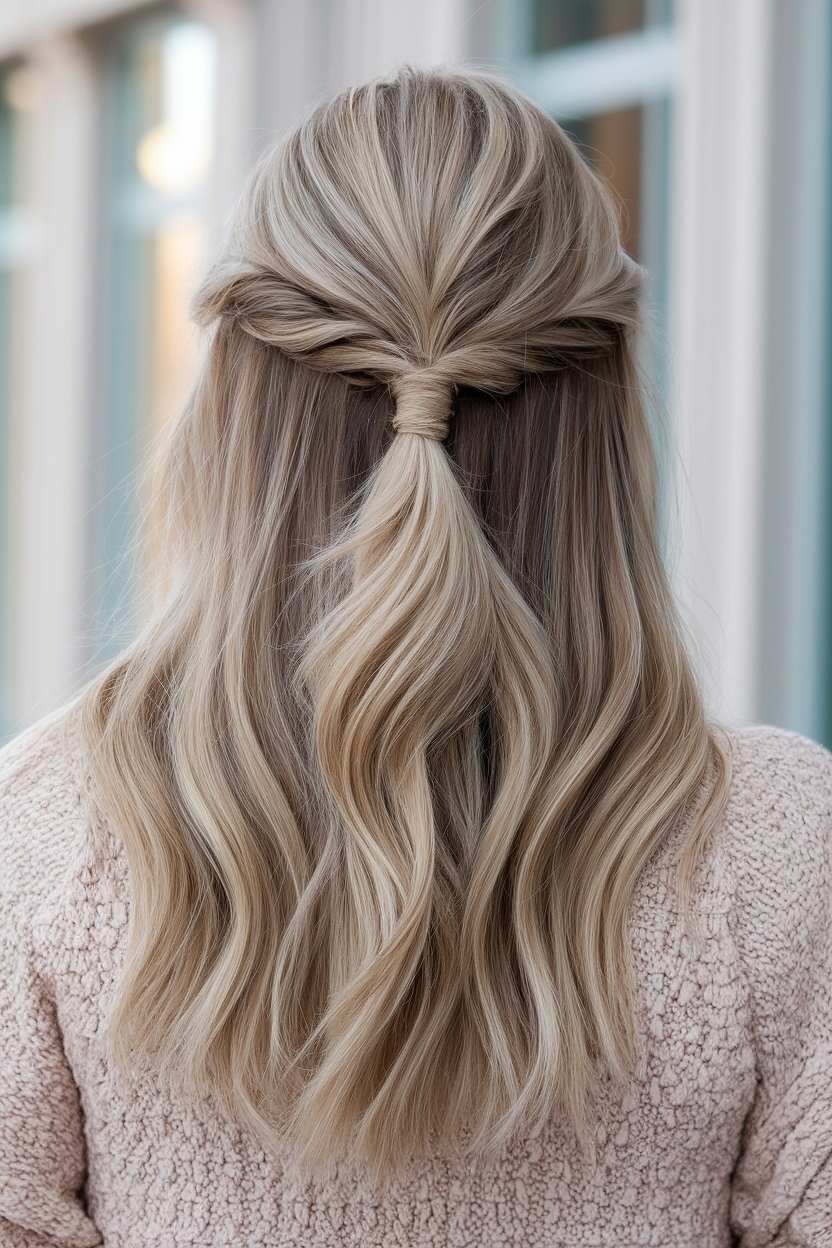 Cute Half Up Half Down Hairstyles Easy for Busy Days outfit idea
