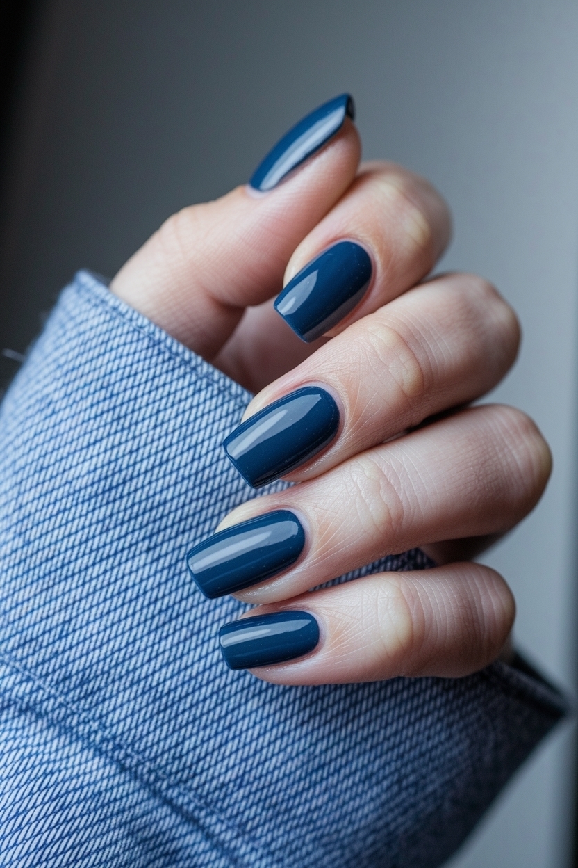 Dark Blue Nails French Tip for a Stylish Look outfit idea