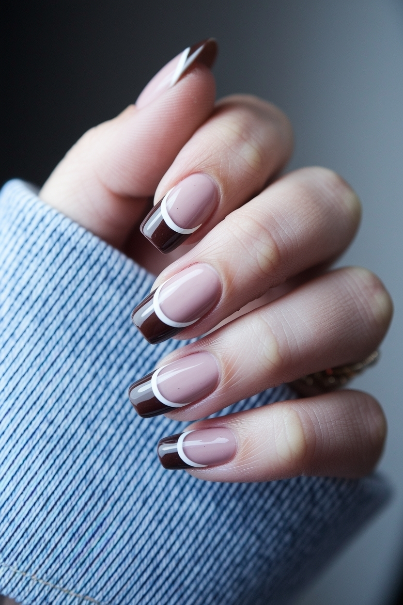 Dark Brown French Tip Nails to Elevate Your Manicure outfit idea