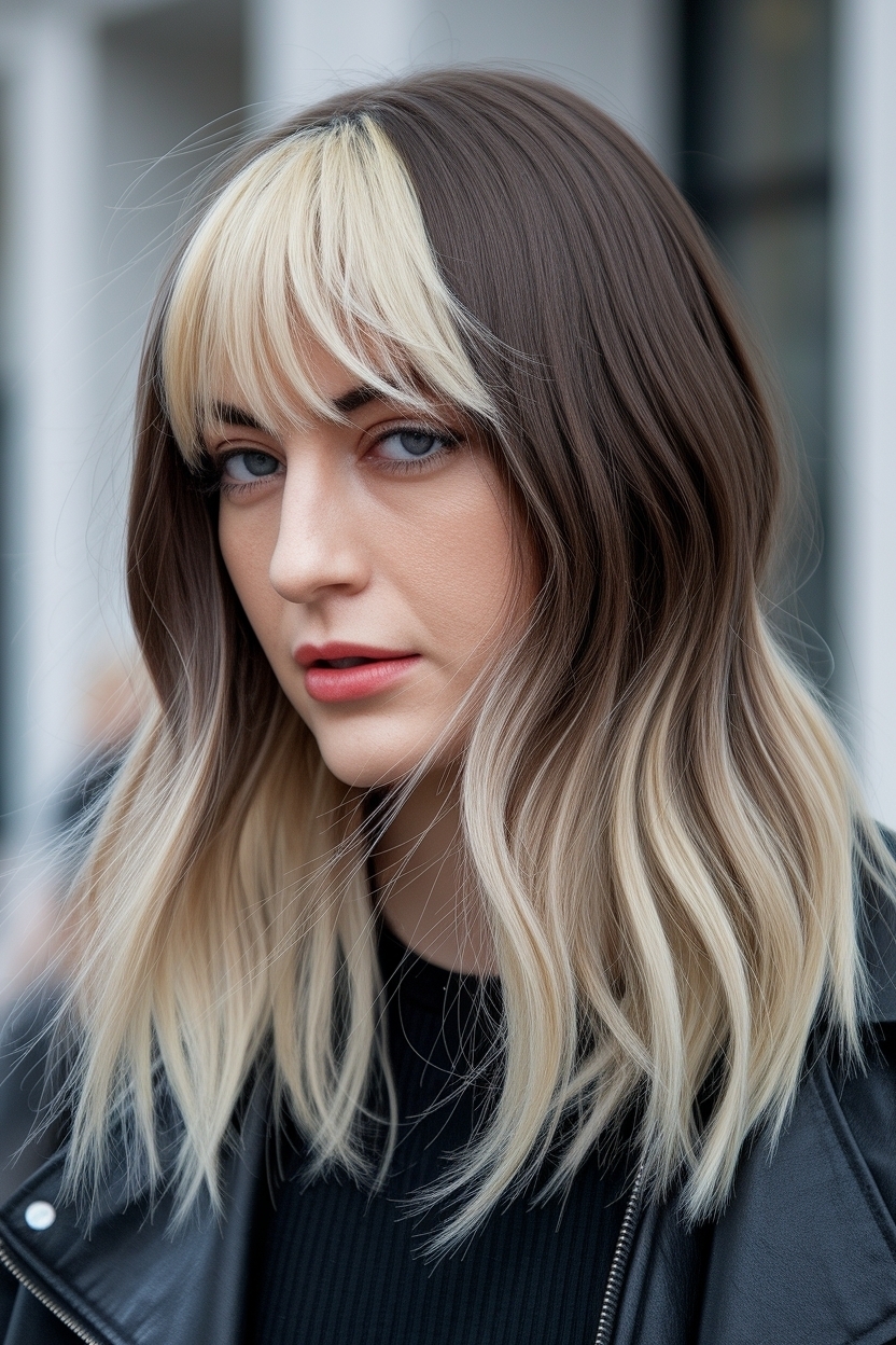 Dark Brown Hair with Blonde Front Pieces: A Trendy Look outfit idea