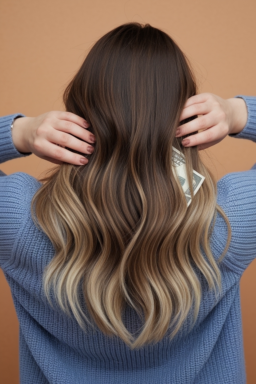 Dark Brown Hair with Blonde Money Piece: A Chic Choice outfit idea