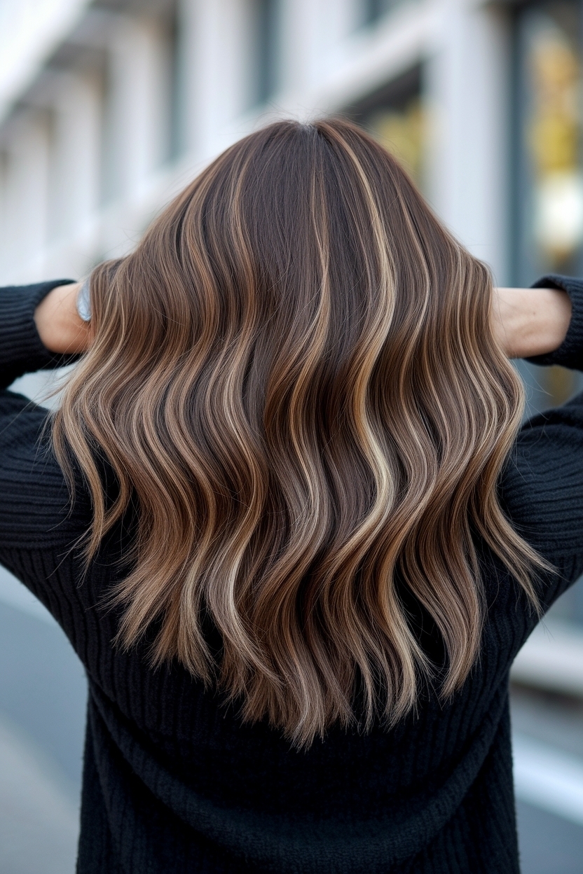 Dark Brown Hair with Highlights and Lowlights Inspiration outfit idea