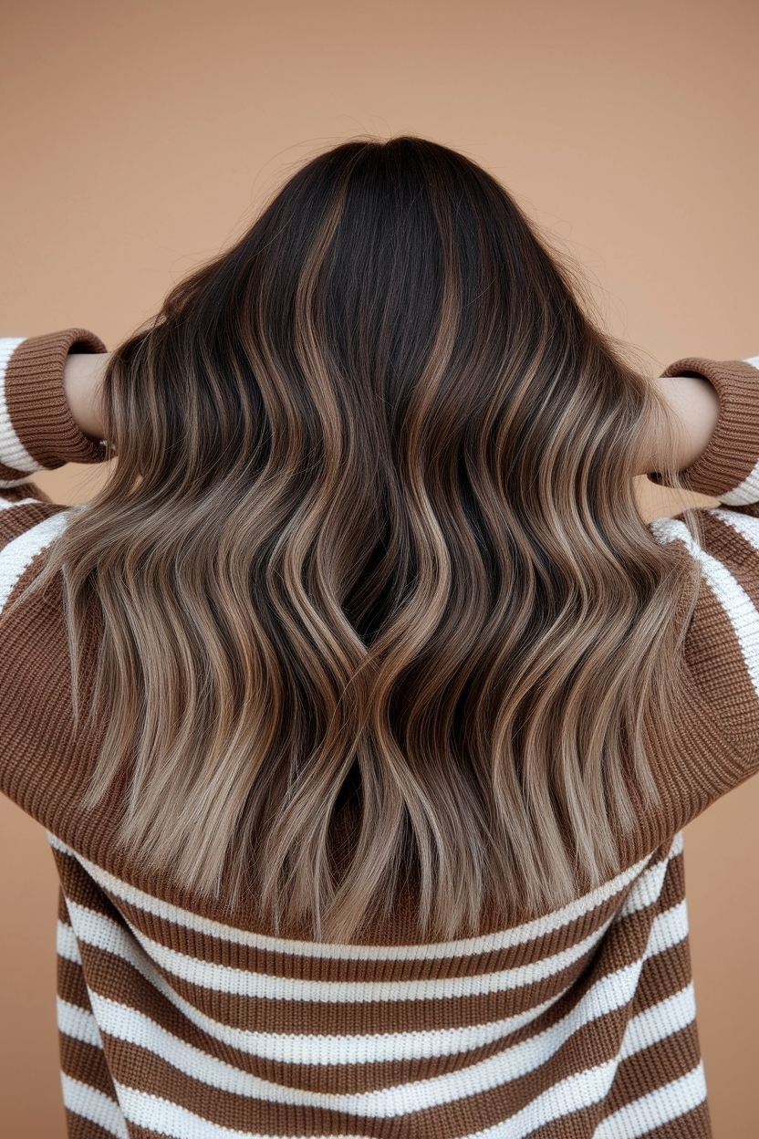 Dark Brown Hair with Light Brown Highlights Inspiration outfit idea