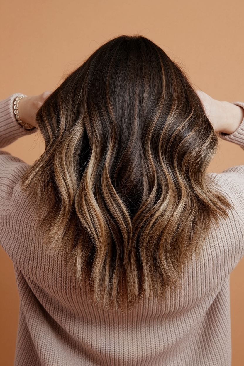 Dark Brown Hair with Light Brown Lights: Styling Options outfit idea