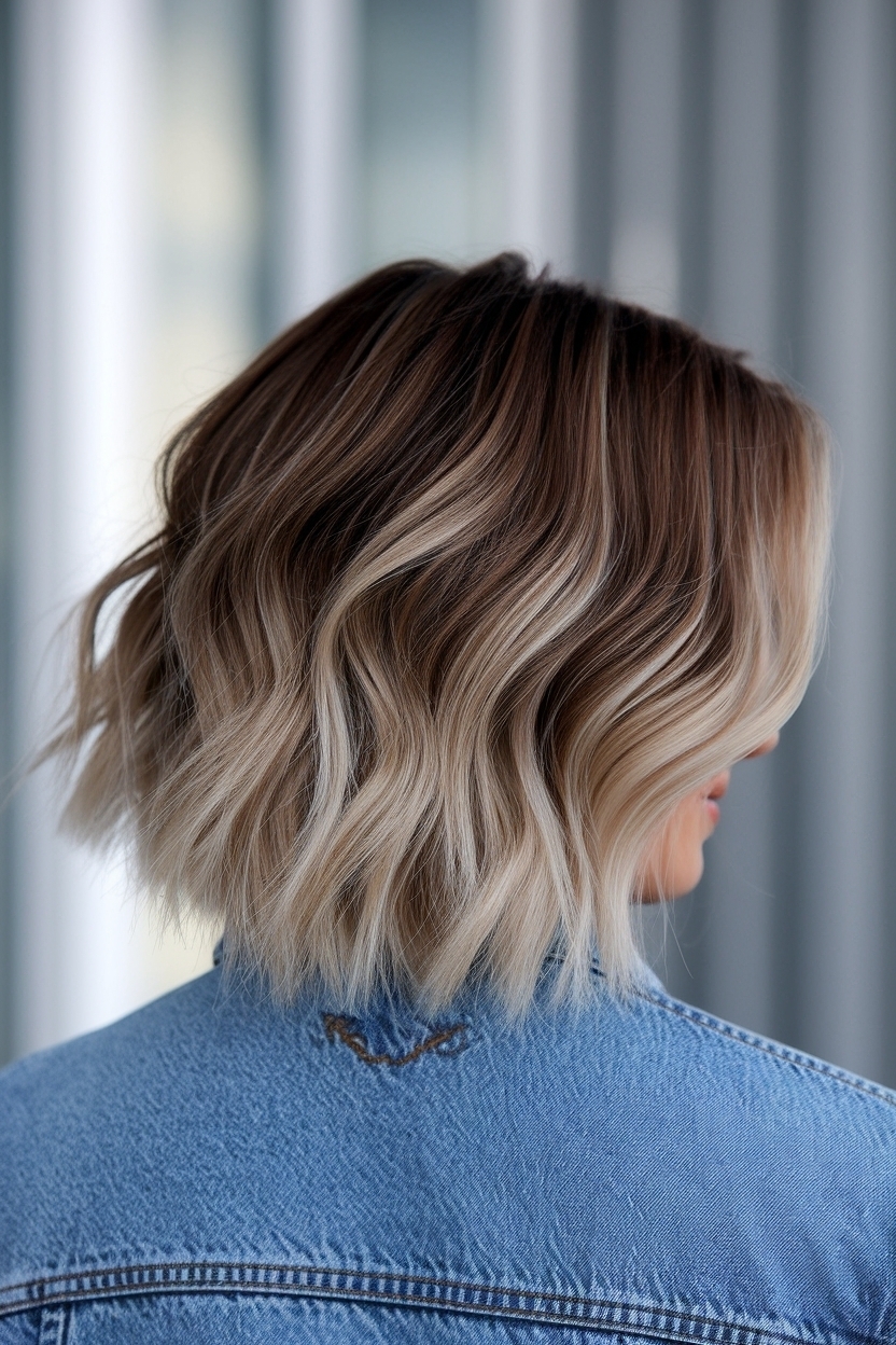 Dark Brown to Blonde Balayage Short Hair: A Trendy Transition outfit idea