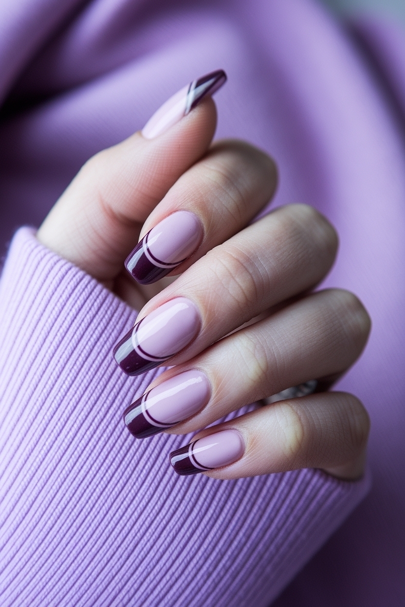 Trendy Dark Purple French Tip Nails for Fall outfit idea