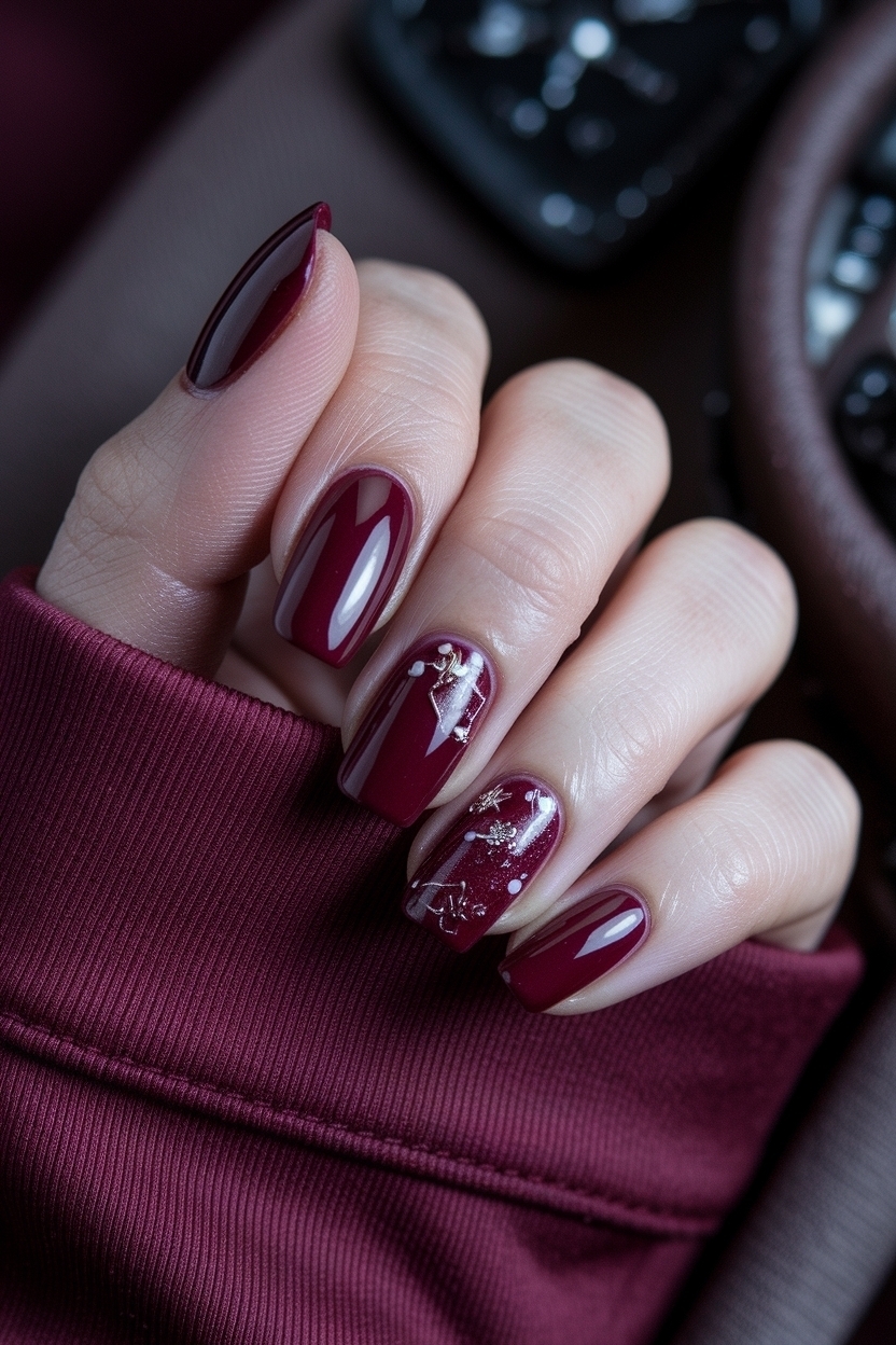 Dark Red Nails with Design Burgundy: Nail Art Trends outfit idea