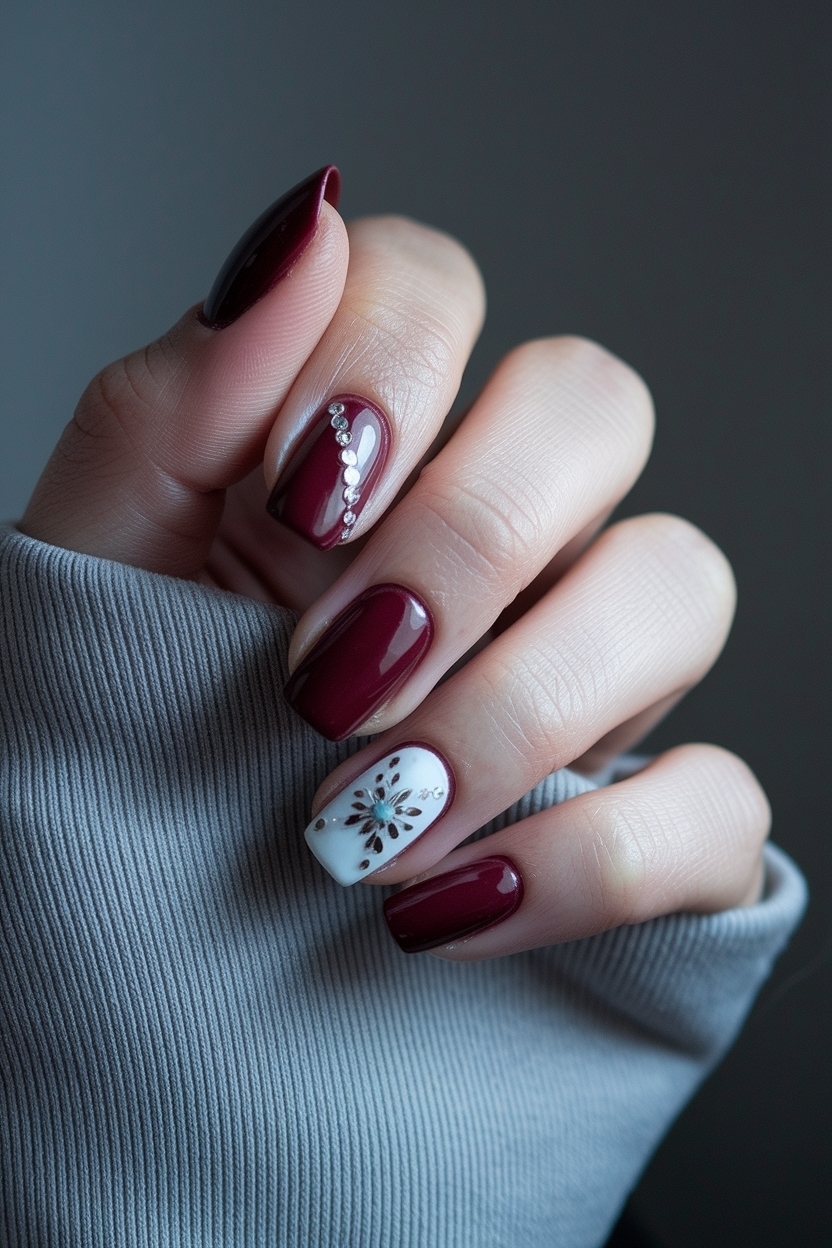 Dark Red Nails with Design: Elegant Looks for Every Occasion outfit idea
