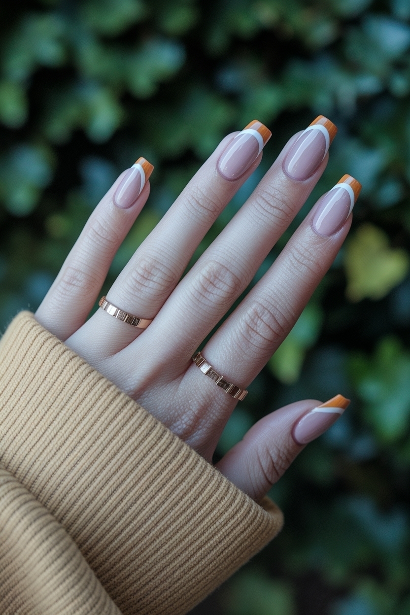 Fall Color French Tip Nails: Embrace Autumn Shades outfit idea