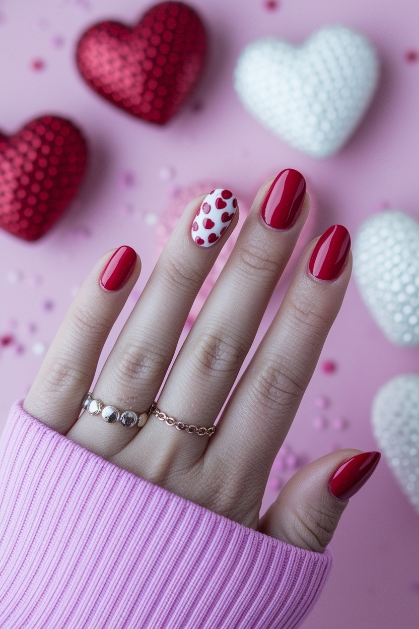 February Nails Ideas for Valentine's Day Red Looks outfit idea
