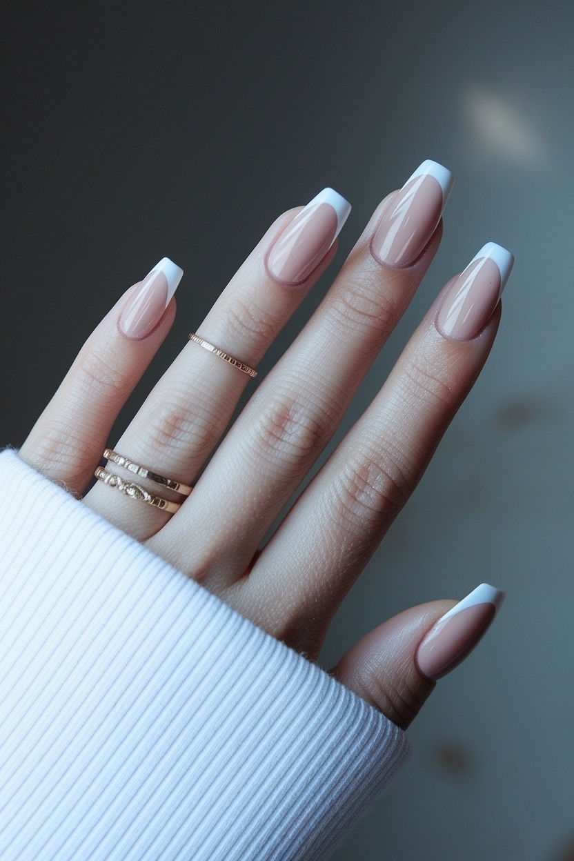 French Tip Acrylic Nails Almond for Elegant Hands outfit idea
